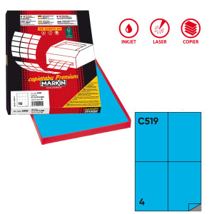 ETICHETTA ADESIVA C/519 BLU 100FG A4 105X148,5MM (4ET/FG MARKIN COD. X210C519BL