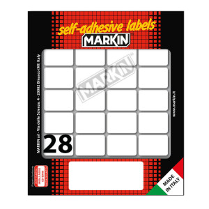 ETICHETTA ADESIVA BIANCA 27X19MM (10FOGLI X 28ETICHETTE MARKIN COD. X11021 CONFEZIONE DA 10