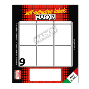 ETICHETTA ADESIVA BIANCA 46X37MM (10FOGLI X 9ETICHETTE MARKIN COD. X11035 CONFEZIONE DA 10
