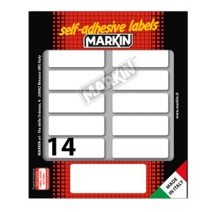 ETICHETTA ADESIVA BIANCA 52X18MM (10FOGLI X 14ETICHETTE MARKIN COD. X11036 CONFEZIONE DA 10