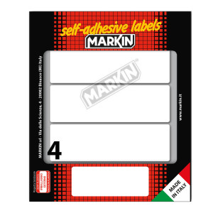 ETICHETTA ADESIVA BIANCA 110X34MM (10FOGLI X 4ETICHETTE MARKIN COD. X11052 CONFEZIONE DA 10