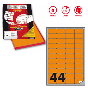 ETICHETTA ADESIVA A/406 ARANCIO FLUO 100FG A4 47,5X25,5MM (44ET/FG MARKIN COD. X210A406F-AR