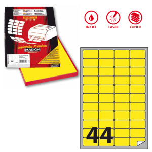 ETICHETTA ADESIVA A/406 GIALLO FLUO 100FG A4 47,5X25,5MM (44ET/FG MARKIN COD. X210A406F-GI