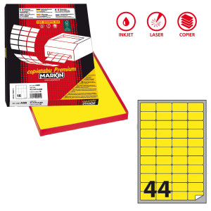 ETICHETTA ADESIVA A/406 GIALLO FLUO 100FG A4 47,5X25,5MM (44ET/FG MARKIN COD. X210A406F-GI