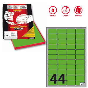 ETICHETTA ADESIVA A/406 VERDE FLUO 100FG A4 47,5X25,5MM (44ET/FG MARKIN COD. X210A406F-VE