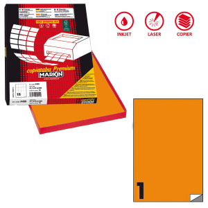ETICHETTA ADESIVA C/503 ARANCIO FLUO 100FG A4 210X297MM (1ET/FG MARKIN COD. X210C503F-AR