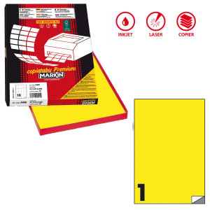 ETICHETTA ADESIVA C/503 GIALLO FLUO 100FG A4 210X297MM (1ET/FG MARKIN COD. X210C503F-GI