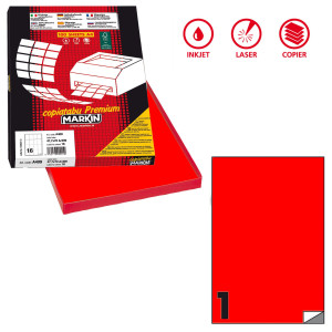 ETICHETTA ADESIVA C/503 ROSSO FLUO 100FG A4 210X297MM (1ET/FG MARKIN COD. X210C503F-RO