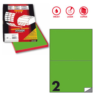 ETICHETTA ADESIVA C/509 VERDE FLUO 100FG A4 210X148,5MM (2ET/FG MARKIN COD. X210C509F-VE