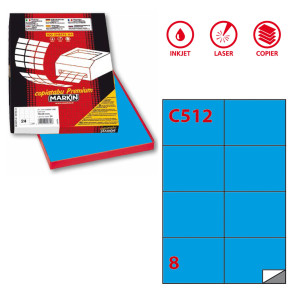 ETICHETTA ADESIVA C/512 BLU 100FG A4 105X74,25MM (8ET/FG MARKIN COD. X210C512BL