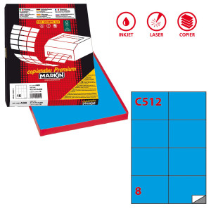 ETICHETTA ADESIVA C/512 BLU 100FG A4 105X74,25MM (8ET/FG MARKIN COD. X210C512BL