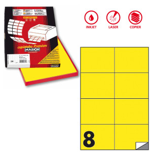 ETICHETTA ADESIVA C/512 GIALLO FLUO 100FG A4 105X74,25MM (8ET/FG MARKIN COD. X210C512F-GI