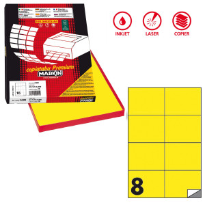 ETICHETTA ADESIVA C/512 GIALLO FLUO 100FG A4 105X74,25MM (8ET/FG MARKIN COD. X210C512F-GI