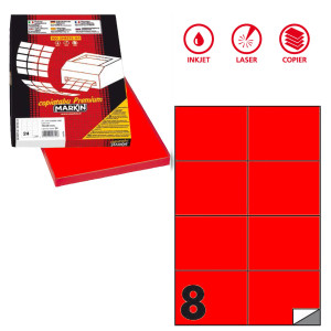 ETICHETTA ADESIVA C/512 ROSSO FLUO 100FG A4 105X74,25MM (8ET/FG MARKIN COD. X210C512F-RO