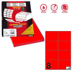 ETICHETTA ADESIVA C/512 ROSSO FLUO 100FG A4 105X74,25MM (8ET/FG MARKIN COD. X210C512F-RO