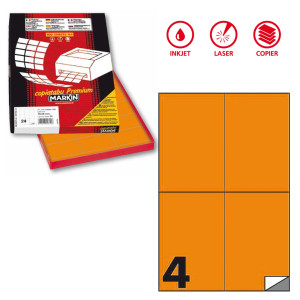 ETICHETTA ADESIVA C/519 ARANCIO FLUO 100FG A4 105X148,5MM (4ET/FG MARKIN COD. X210C519F-AR