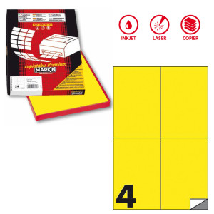 ETICHETTA ADESIVA C/519 GIALLO FLUO 100FG A4 105X148,5MM (4ET/FG MARKIN COD. X210C519F-GI