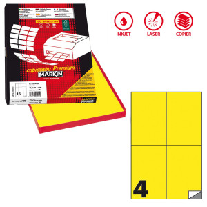 ETICHETTA ADESIVA C/519 GIALLO FLUO 100FG A4 105X148,5MM (4ET/FG MARKIN COD. X210C519F-GI