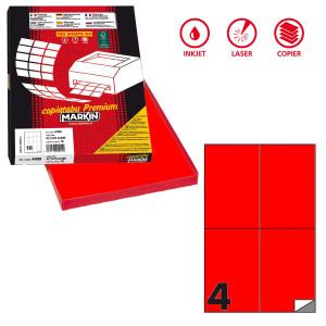 ETICHETTA ADESIVA C/519 ROSSO FLUO 100FG A4 105X148,5MM (4ET/FG MARKIN COD. X210C519F-RO