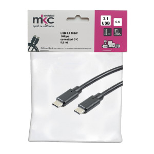 CAVO USB 3.0 100W 5MBPS CON CONNETTORI C-C - 0,5MT COD. 486611208