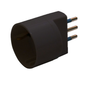 ADATTATORE SEMPLICE NERO CON SPINA 2P+T 10A - PRESA SCHUKO 10A COD. 492518358