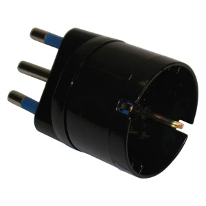 ADATTATORE SEMPLICE NERO CON SPINA 2P+T 10A - PRESA SCHUKO 10A COD. 492518358