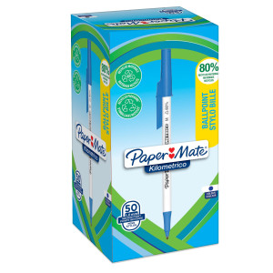 PENNA SFERA C/CAPPUCCIO KILOMETRICO RECYCLED 1.0MM NERO PAPERMATE COD. 2187701 CONFEZIONE DA 50