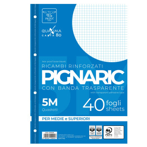 RICAMBI FORATI RINFORZATI A4 5MM 40FG 80GR PIGNARIC COD. 02194595M
