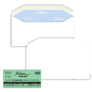 500 BUSTE BIANCHE 110X230MM S/FINESTRA 80GR VITESSE PIGNA COD. 0388763AM