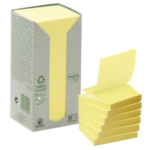 BLOCCO 100FOGLIETTI POST-ITÂ® Z-NOTES GREEN 76X76MM R330-1T GIALLO RICICL.100 COD. 7100172251 CONFEZIONE DA 16