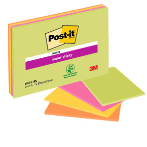 BLOCCO 45FOGLIETTI POST-ITÂ® SUPER STICKY 203X152MM MEETING NOTE NEON 6845-SSP COD. 7100234637 CONFEZIONE DA 4