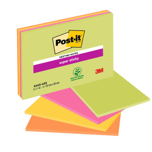 BLOCCO 45FOGLIETTI POST-ITÂ® SUPER STICKY 101X152MM MEETING NOTE NEON 6445-SSP COD. 7100235019 CONFEZIONE DA 4