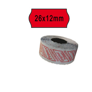 PACK 10 ROTOLI 1000 ETICH. 26X12MM ONDA ROSSO PERM. PRINTEX COD. 2612SFP10RS