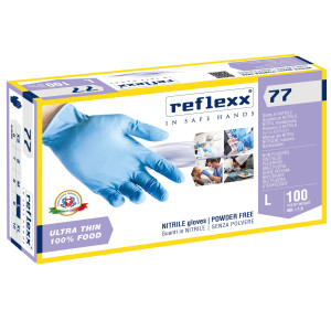 CONF 100 GUANTI IN NITRILE R77100 TAGLIA L AZZURRI REFLEXX COD. R77100/L(9)