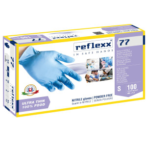 CONF 100 GUANTI IN NITRILE R77100 TAGLIA S AZZURRI REFLEXX COD. R77100/S(7)