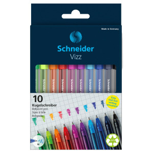 ASTUCCIO 10 PENNE A SFERA VIZZ C/CAPPUCCIO PUNTA M COLORI ASSORTITI SCHNEIDER COD. P102290