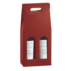 SCATOLA 2 BOTTIGLIE 180X90X385MM SETA BORDEAUX SCOTTON COD. 36108C CONFEZIONE DA 5