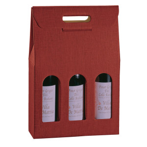 SCATOLA 3 BOTTIGLIE 270X90X385MM SETA BORDEAUX SCOTTON COD. 36109C CONFEZIONE DA 5
