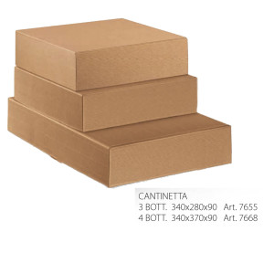 SCATOLA CANTINETTA 3 BOTTIGLIE L340X P280X H90MM ONDA AVANA COD. 7655
