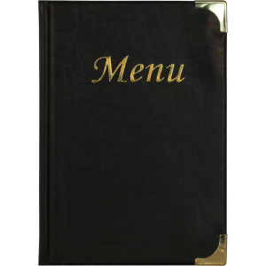 PORTA MENU' A5-23,7X17,2CM NERO IN PVC BASIC CON 4+2 BUSTE FISSE COD. MC-BRA5-BL