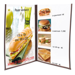 SET 3 PORTA MENU' CRYSTAL BR2 DOPPIO (PER 4 FOGLI A4 COD. MC3-CYA4-BR2