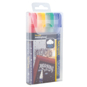 BLISTER 4 MARCATORI A GESSO LIQUIDO WATERPROOF 4 COLORI 2-6MM SECURIT COD. SMA610-V4