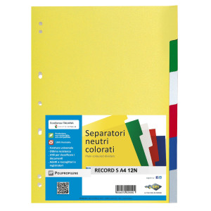 SEPARATORE 12 TASTI COLORATI 21X29,7 PPL RECORD SA412N SEI COD. 580023