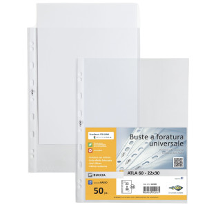 50 BUSTE FORATE 22X30-60 B.A. LEGGERE ATLA SEI ROTA COD. 662208