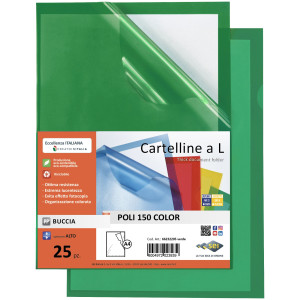 25 CARTELLINE A L 21X29,7 VERDE POLI 150 COLOR PPL B.A. SEI COD. 66232205