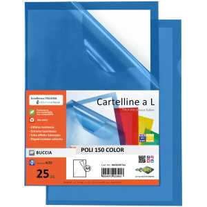 25 CARTELLINE A L 21X29,7 BLU POLI 150 COLOR PPL B.A. SEI COD. 66232207