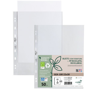 CONF 50 BUSTE FORATE IN PP RICICLATO BUCCIA MEDIUM 22X30CM GEA 100 SEI ROTA COD. 702212
