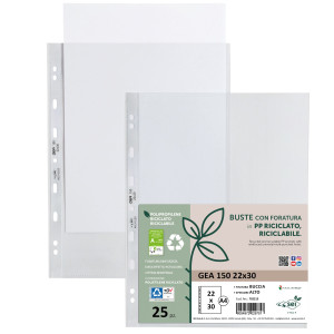 CONF 25 BUSTE FORATE IN PP RICICLATO BUCCIA PESANTE 22X30CM GEA 150 SEI ROTA COD. 702215