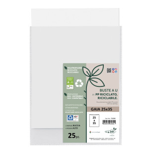 CONF 25 BUSTE A U IN PP RICICLATO 25X35CM GAIA SEI ROTA COD. 722535
