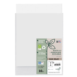 CONF 10 BUSTE A U IN PP RICICLATO 30X42CM GAIA SEI ROTA COD. 723042